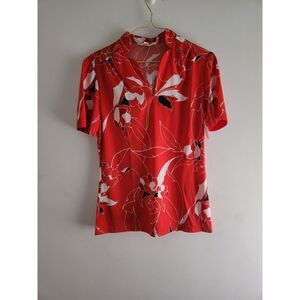 Vintage NEW Judy Bond Womens 10 Red w/ floral pattern